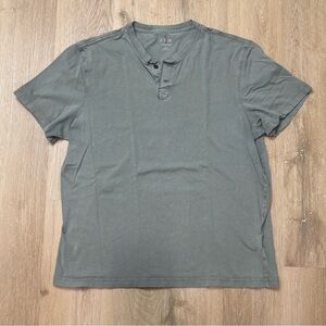 J. Crew Vintage Jersey Short-Sleeve Henley Green/Grey Large Relaxed
